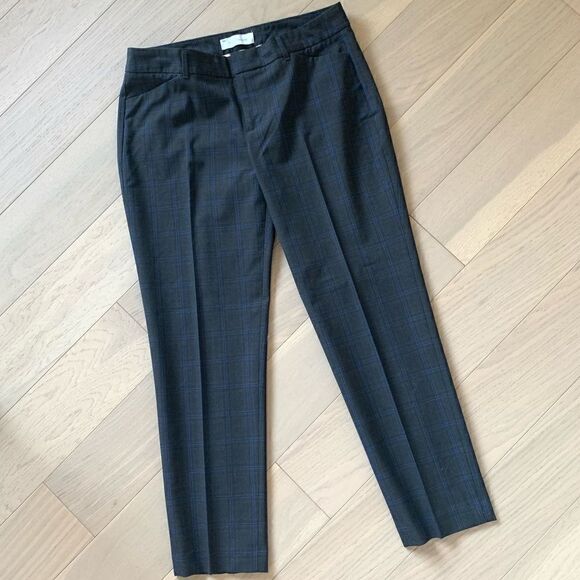 Gap Slim Cropped Gray and Blue Plaid Pants - Jacket Sold Separately - Picture 1 of 13